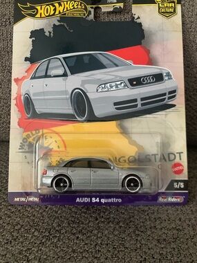 Hot Wheels Premium Audi S4 Quattro - Silver - Car Culture Real Rides